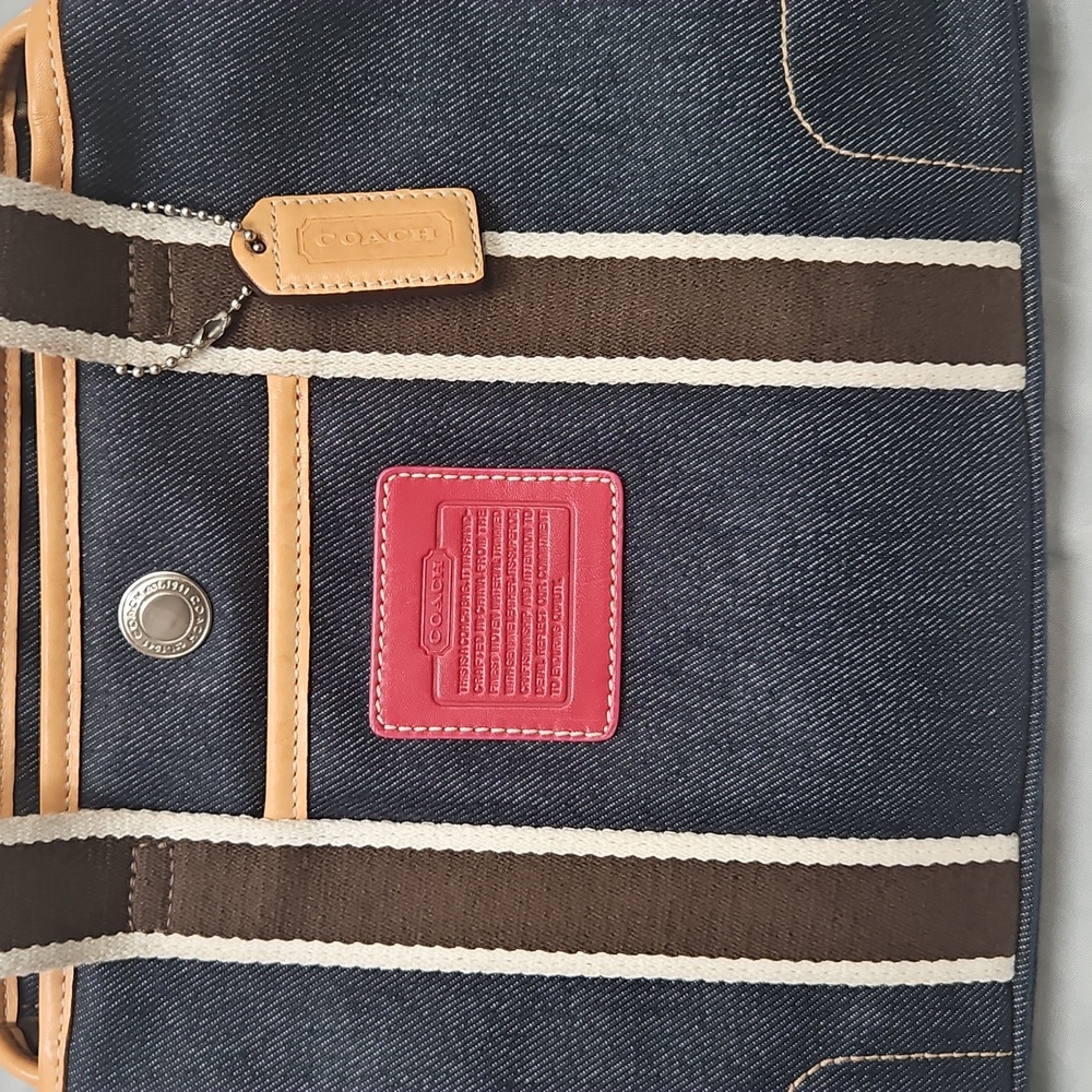 Vintage Coach Hampton Denim and Leather Tote - Picture 2 of 14